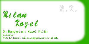 milan kozel business card
